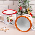 Personalised Cute Animal Christmas Tree 12 oz Enamel Mug with Name Christmas Gift for Boys Girls