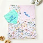 Personalisierte Daisy Floral Babydecke mit Stickerei Name und gepunkteten Backing Geburtstag Baby Shower Geschenk für Neugeborene Jungen Mädchen
