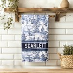 Personalized Toile De Jouy Face Hand Bath Towel Set with Letters and Name Dining Room Bathroom Home Decor Gift for New Home Family Couples