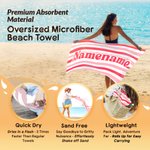 Personalized Multicolor Retro Stripes Quick Dry Beach Towel with Name Summer Vacation Travel Pool Beach Party Birthday Gift for Family Friends