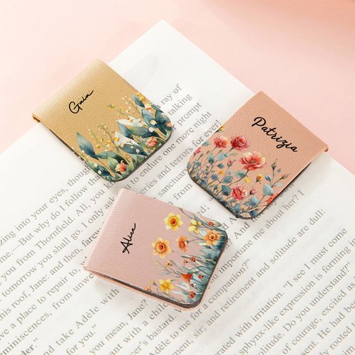 Segnalibro magnetico in pelle PU personalizzato con nome - Regalo di compleanno per amanti dei libri
