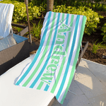 Personalized Multicolor Retro Stripes Quick Dry Beach Towel with Name Summer Vacation Travel Pool Beach Party Birthday Gift for Family Friends