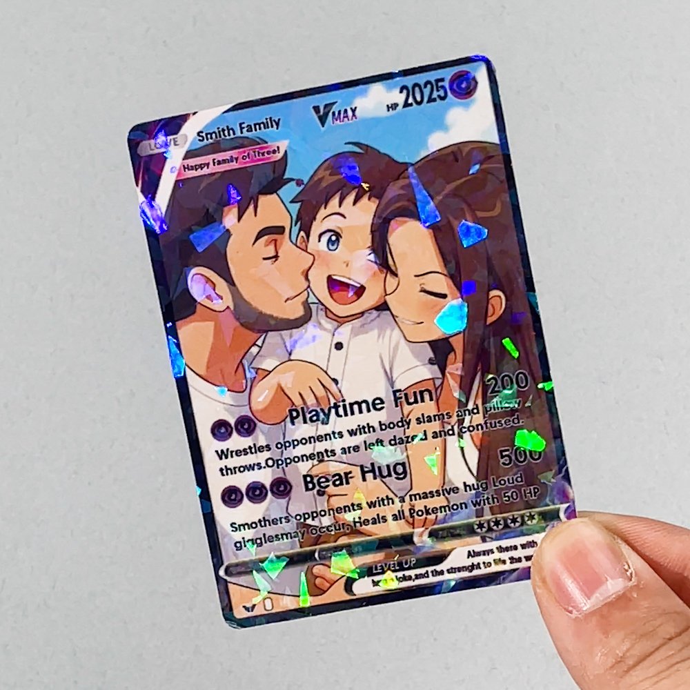 Personalized Funny Classic TCG Poke Card with Photo Glitter Family Game Card Celebrating Graduation Card Birthday Gift for Women Men Family 3