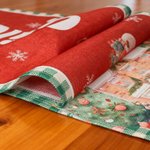 Personalized Santa Claus Reindeer Christmas Table Runner Matching Placemats Set with Family Name Christmas Gift for Family Friend