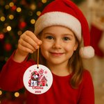 Personalized Christmas Fantasy Unicorn Ceramic Ornament with Name and Year Holiday Tree Decor Christmas Gift for Kids Boys