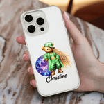Spersonalizowane etui na iPhone'a z imieniem i nazwiskiem Hip-Hop Bear Birthstone Prezent urodzinowy dla kobiet kochających hip-hop