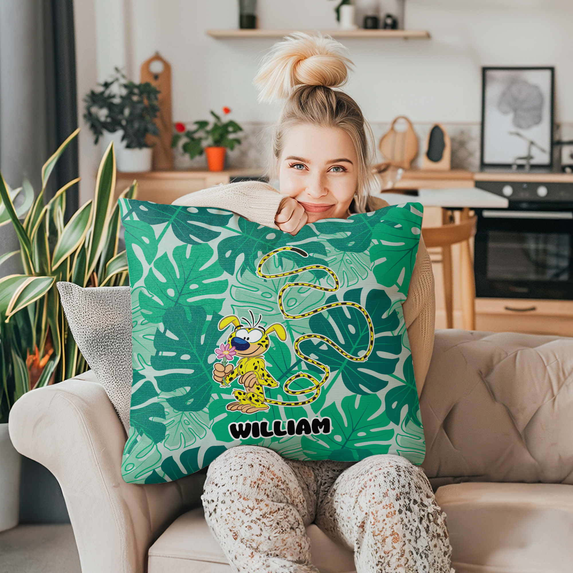 Personalisierte langen Schwanz Marsupilami werfen Kissen Abdeckung Home Decor Geburtstag Weihnachten Geschenk für Kinder | Callie × Marsupilami®