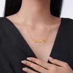 Personalized Name Birth Flower Necklace with Birthstone Anniversary Birthday Gift for Woman