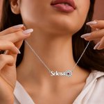 Personalized Name Birth Flower Necklace with Birthstone Anniversary Birthday Gift for Woman