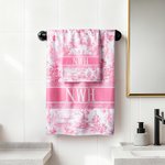 Personalized Toile De Jouy Face Hand Bath Towel Set with Letters and Name Dining Room Bathroom Home Decor Gift for New Home Family Couples