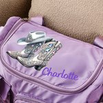Personalised Vintage Jewellery Cowboy Boots Multi-Compartment Large Travel Bag with Name and Shoulder Strap Travel Birthday Gift for Women Cowgirls