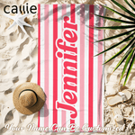 Personalized Multicolor Retro Stripes Quick Dry Beach Towel with Name Summer Vacation Travel Pool Beach Party Birthday Gift for Family Friends