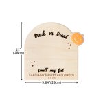 Personligt fotavtryck eller handavtryck Träkonstskylt med text Fladdermus Ghost Pumpa Barn DIY Craft Första Halloween-present till baby Nya föräldrar