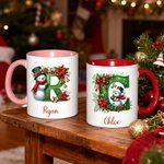 Tasse en céramique personnalisée avec nom et initiales pour un usage quotidien Cadeau de Noël pour la famille et les amis