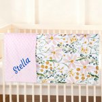 Personalisierte Daisy Floral Babydecke mit Stickerei Name und gepunkteten Backing Geburtstag Baby Shower Geschenk für Neugeborene Jungen Mädchen