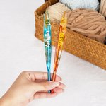 Personalised Multicolour Dried Flower Crochet Hook with Name Ergonomic Sewing Tool Birthday Gift for Crochet Lovers