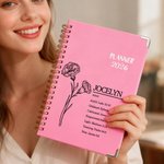 Bible Personnalisée Naissance Fleur Nom 2026 Planificateur A5 Spiral Carnet de Notes avec Pages de Planification Hebdomadaire Mensuelle Utilisation Quotidienne Cadeau d'Anniversaire pour la Famille et