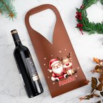 Spersonalizowana skórzana torba ochronna na wino z imieniem i uchwytem dla Świętego Mikołaja - prezent dla miłośników wina