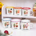 Personalised Cute Animal Christmas Tree 12 oz Enamel Mug with Name Christmas Gift for Boys Girls