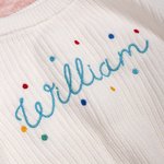 Spersonalizowany haftowany sweter Rocket Polka Dots Flowers z imieniem Urodzinowy prezent świąteczny dla maluchów Chłopcy Dziewczynki