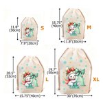 Sac à Cordon en Toile Personnalisé avec Motif Bonhomme de Neige Mignon Chapeau du Père Noël Initiale et Nom Cadeau pour Amis et Famille