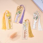 Gepersonaliseerde Geboortebloem Multicolor Bladwijzer met Naam en Kwastje Verjaardag Kerstcadeau voor Boekenliefhebbers Boekenwurmen