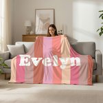 Personalized Colorful Classic Stripe Soft Throw Blanket with Name Home Decor Summer Holiday Birthday Gift for Family Friends 4