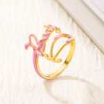 Personalized Multicolor Stethoscope Name Enamel Ring Dainty Jewelry Appreciation Birthday Christmas Gift for Nurse Medical Staff Graduate