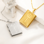 Personalised Cross Book Locket Necklace with Photos Christmas Birthday Anniversary Gift for Christians Women
