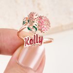 Personalizada Flor de Nacimiento Anillo Ajustable Dainty Joyería con Nombre Navidad Cumpleaños Aniversario Regalo para Mujeres Esposa