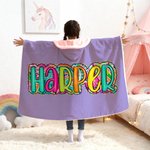Coperta personalizzata multicolore Paisley Lettera morbida con cappuccio con nome Home Decor Compleanno Regalo di Natale per bambini Famiglia