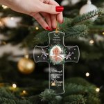 Gepersonaliseerd Fotokrans Kruis Acryl Ornament met Naam Herinnering In Liefdevolle Herinnering Sympathie Gift voor Verlies van Geliefde