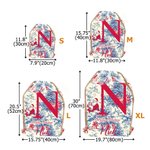Personalized Vintage Toile De Jouy Santa Claus Initial Canvas Drawstring Gift Bag with Name Christmas Gift for Family Friends