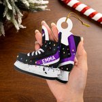 Personalisierter Hölzerner Baumschmuck im Schlittschuhe-Design mit Namen Weihnachtsdeko Weihnachten Geschenk für Eishockey-Liebhaber