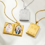 Personalised Cross Book Locket Necklace with Photos Christmas Birthday Anniversary Gift for Christians Women