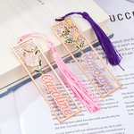 Gepersonaliseerde Geboortebloem Multicolor Bladwijzer met Naam en Kwastje Verjaardag Kerstcadeau voor Boekenliefhebbers Boekenwurmen