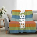 Personalized Colorful Classic Stripe Soft Throw Blanket with Name Home Decor Summer Holiday Birthday Gift for Family Friends 5