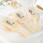 Personalized Birth Flower Bouquet Long Handle Paddle Comb with Name Birthday Wedding Gift for Ladies Girls