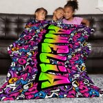 Personalisierte Graffiti-Stil Multicolor weiche Decke mit Namen Home Decor Geburtstag Weihnachten Geschenk für Teenager Freund Graffiti-Liebhaber