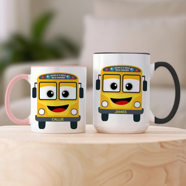 Personalised Best Bus Driver 11 oz 15 oz Ceramic Coffee Mug with Name Daily Use Birthday Gift for Bus Driver