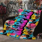 Personalisierte Graffiti-Stil Multicolor weiche Decke mit Namen Home Decor Geburtstag Weihnachten Geschenk für Teenager Freund Graffiti-Liebhaber