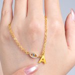 Personalized Evil Eye Initial Bracelet Birthday Anniversary Gift for Friend Family