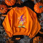 Personalised Cartoon Bats Halloween Witch Marsupilami T-shirt Sweatshirt Hoodie with Name Halloween Gift for Women | Callie × Marsupilami®