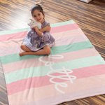 Personalized Colorful Classic Stripe Soft Throw Blanket with Name Home Decor Summer Holiday Birthday Gift for Family Friends 1