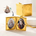 Personalised Cross Book Locket Necklace with Photos Christmas Birthday Anniversary Gift for Christians Women