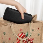 Personalisierte niedliche Santa Hut Tier anfängliche große Jute Tote Tasche mit Namen Heiligabend Party Geschenk für Mädchen Jungen Kinder