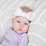 Personlig Brodert Initial eller tekst Stretchy Baby Bow Pannebånd Baby Shower Bursdagsgave til jente baby