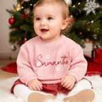 Spersonalizowany haftowany sweter Rocket Polka Dots Flowers z imieniem Urodzinowy prezent świąteczny dla maluchów Chłopcy Dziewczynki