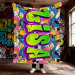 Personalisierte Graffiti-Stil Multicolor weiche Decke mit Namen Home Decor Geburtstag Weihnachten Geschenk für Teenager Freund Graffiti-Liebhaber