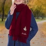 Personalised Watercolor Birth Flower Super Soft Warm Scarf with Name Winter Accessory Birthday Gift for Family Friend